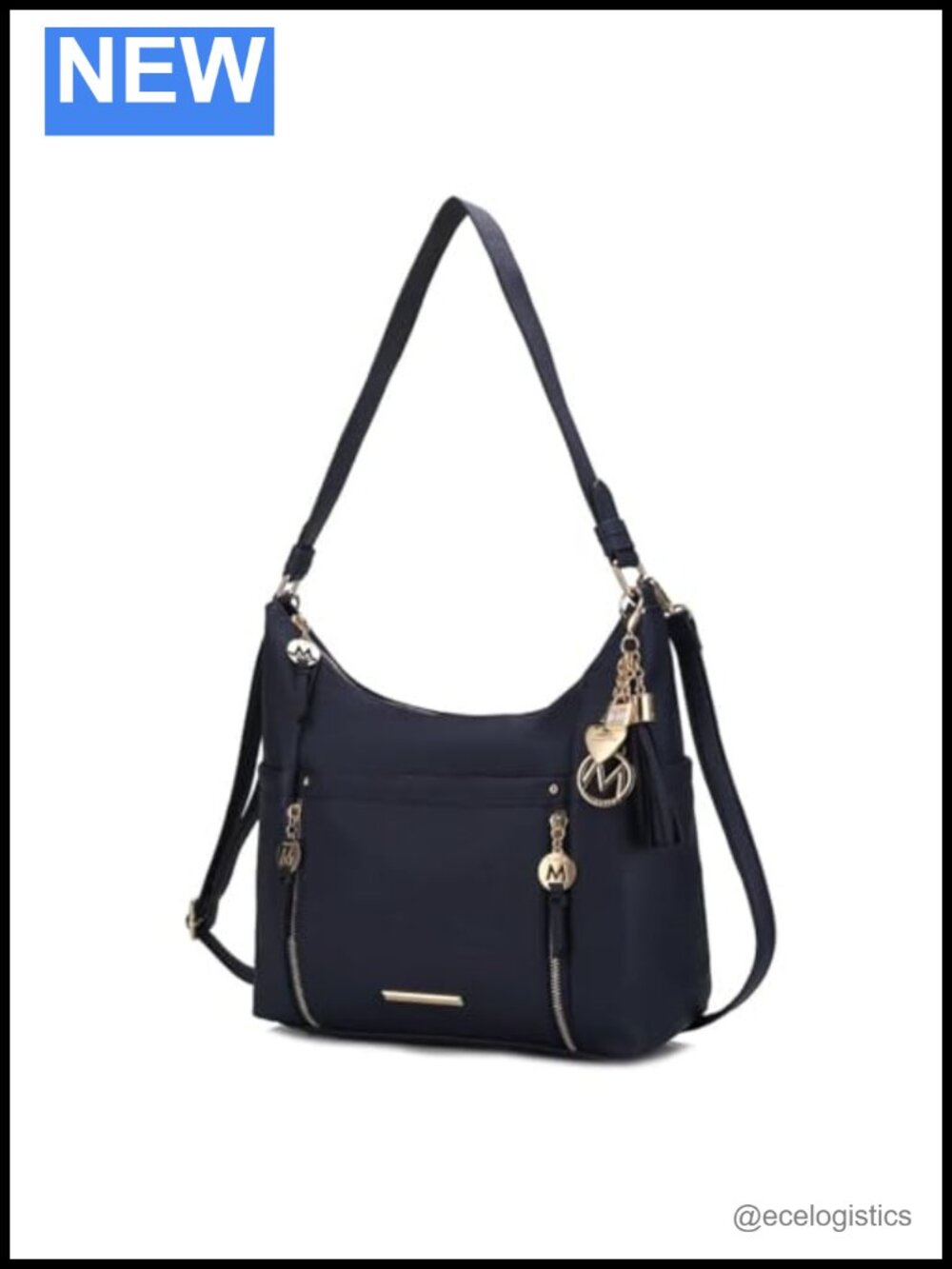 Women Vegan Leather Hobo Shoulder Bag Crossbody Handbag 6 Pockets Magnetic Snap